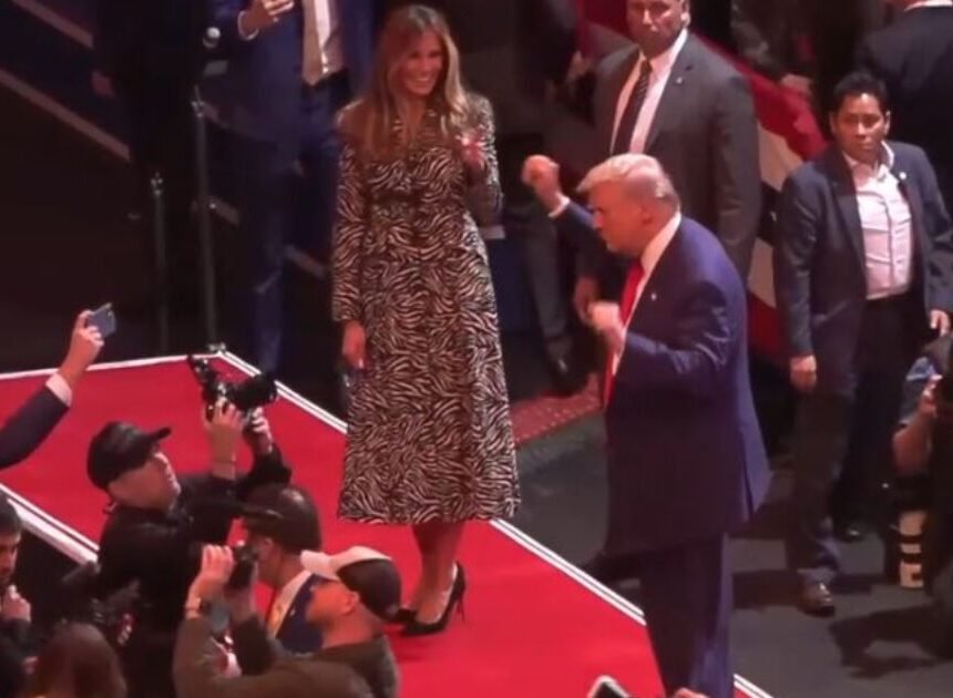melania-trump-laughing-trump-dancing-1200x630.jpg ADORABLE! Melania Trump Laughs and Points as Donald Trump Starts Dancing on Stage to Village People at Madison Square Garden (VIDEO) | The Gateway Pundit